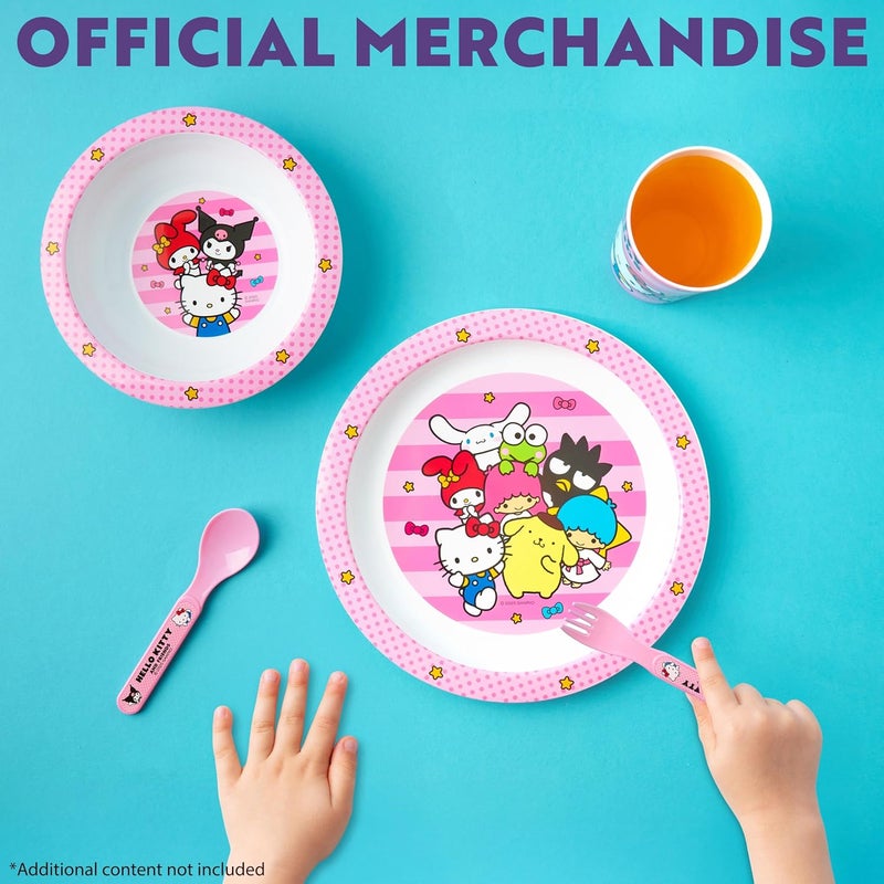 Get Trend Hello Kitty Sanrio Dinnerware Sets for Kids, 5 Pc Tableware, Plate, Bowl, Cup, Spoon, Fork, Kawaii Plates and Bowls Set, Gifts for Kids (Pink Hello Kitty) - Image 5